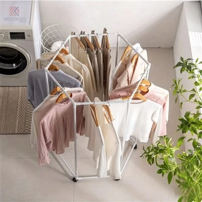 Giá trưng bày quần áo có thể tháo rời bằng kim loại nặng có bánh xe Giá treo quần áo cuộn hiện đại cho các cửa hàng bán lẻ Sử dụng tại nhà