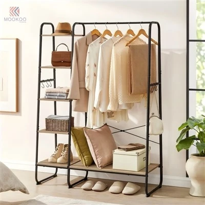 MOOKOO Giá treo quần áo bằng kim loại hiện đại hạng nặng Thiết kế xoay Giá đỡ quần áo đứng tự do