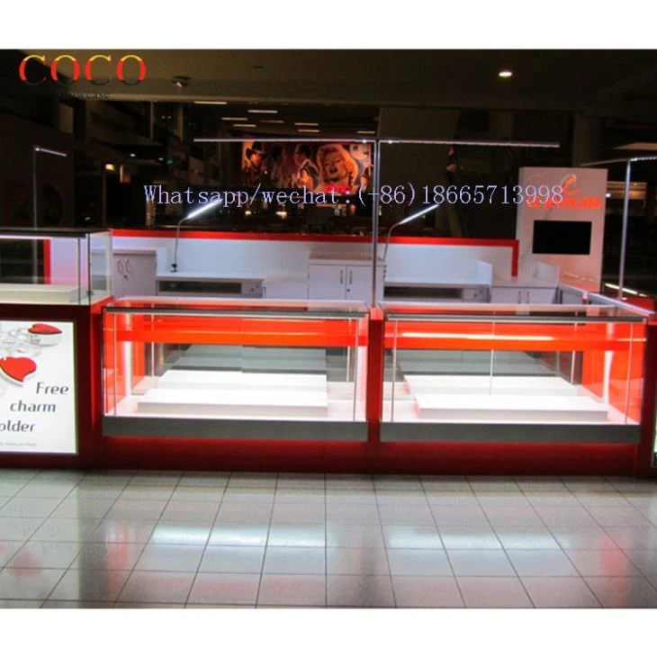 Beautiful Jewellery Kiosk Tempered Glass Jewellery Shop Furniture