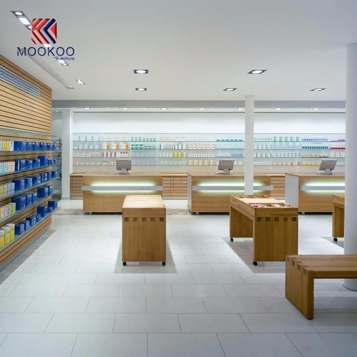 Farmacia Shop Checkout Counter Clear Glass Display Racks