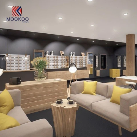 3D cửa hàng kính mát tủ gỗ Showroom thiết kế nội thất